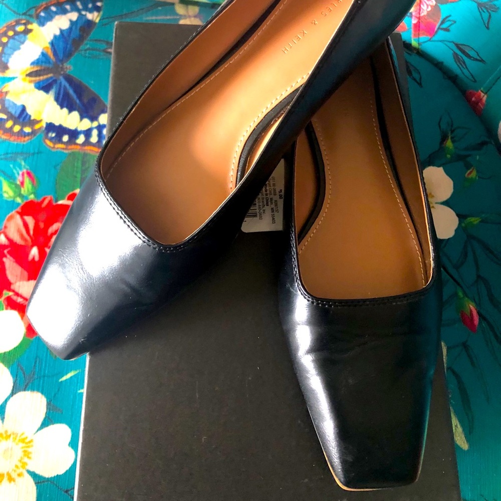 Charles & Keith square-toe black flats